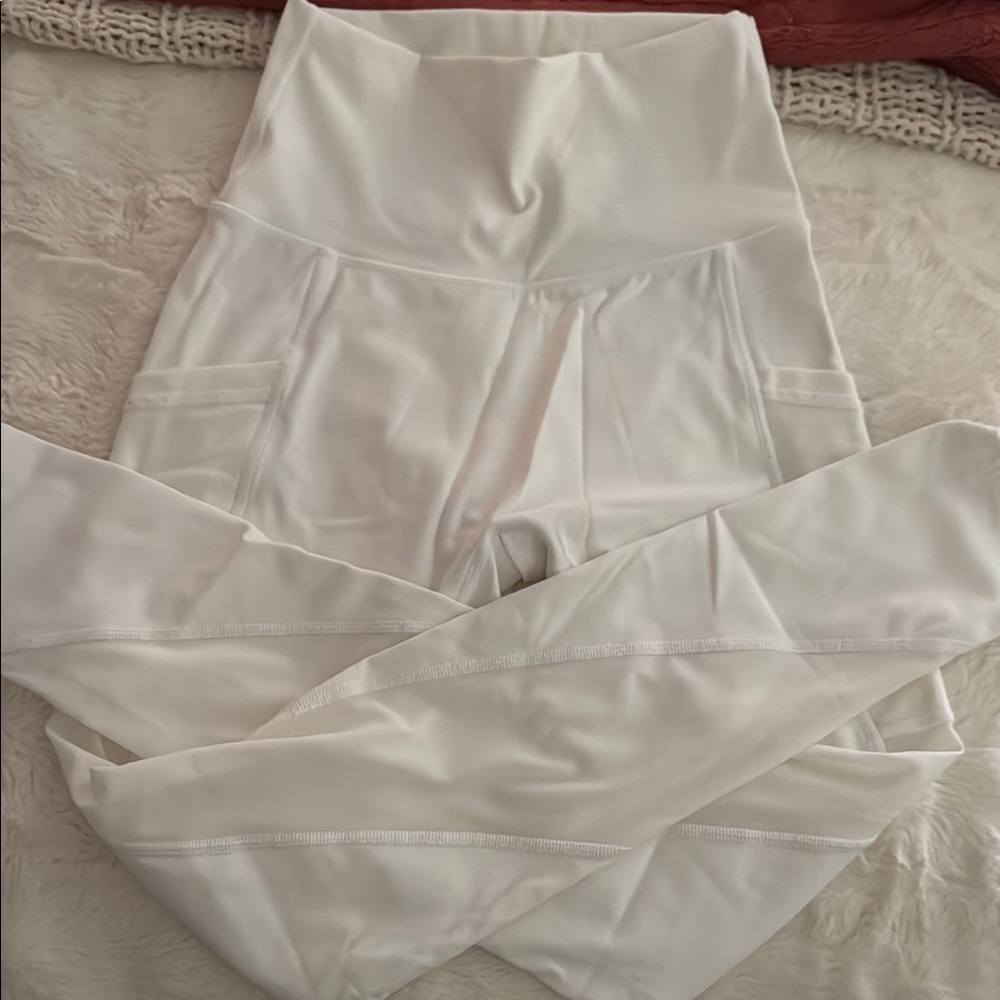 High-Waisted White Leggings